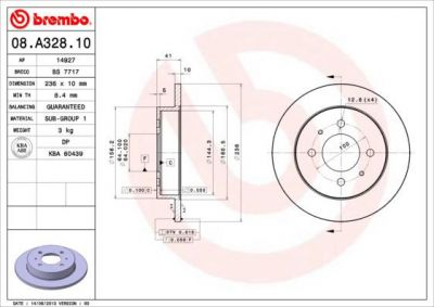 AP 14927 тормозной диск на MITSUBISHI CARISMA седан (DA_)