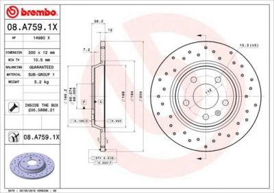 AP 14980 X тормозной диск на AUDI A4 Avant (8K5, B8)