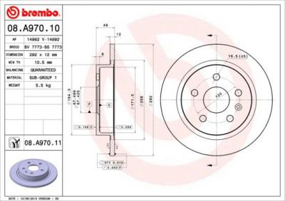 AP 14982 диск тормозной (изготовитель Brembo, Italy)