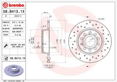 AP 15012 X тормозной диск на SKODA SUPERB (3T4)