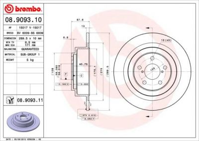 AP 15017 тормозной диск на SUBARU OUTBACK (BE, BH)