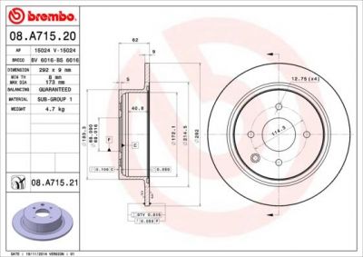 AP 15024 тормозной диск на NISSAN TIIDA Наклонная задняя часть (C11X)