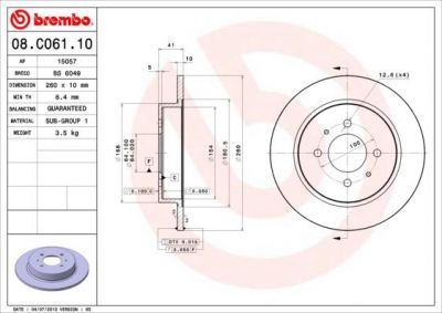 AP 15057 тормозной диск на MITSUBISHI COLT IV (CA_A)