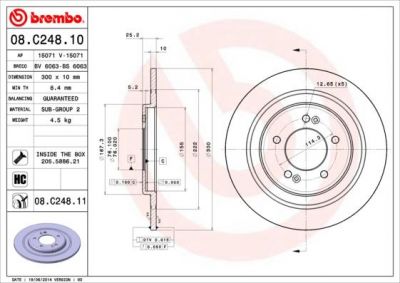 AP 15071 тормозной диск на HYUNDAI i40 CW (VF)