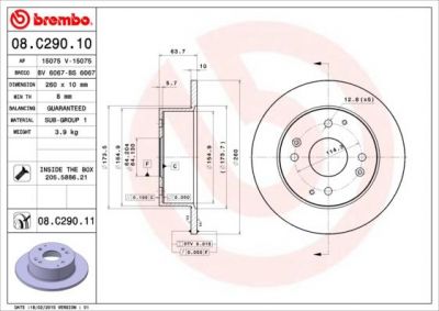 AP 15075 V тормозной диск на HONDA ACCORD VI (CG, CK)