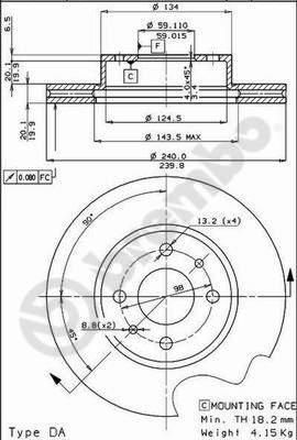 AP 24143 тормозной диск на FIAT UNO (146A/E)