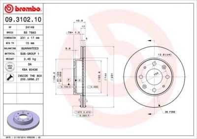 AP 24149 тормозной диск на HONDA CIVIC I Shuttle (AN, AR)