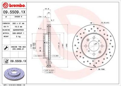 AP 24335 X тормозной диск на HONDA CIVIC VI Fastback (MA, MB)