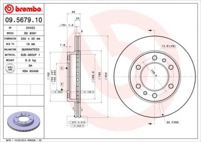 AP 24423 тормозной диск на TOYOTA LAND CRUISER (_J6_)