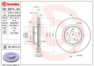 AP 24424 E тормозной диск на SUBARU LEGACY IV универсал (BL, BP, B13_)