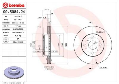 AP 24519 E тормозной диск на TOYOTA COROLLA Compact (_E9_)