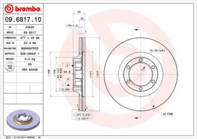 AP 24620 тормозной диск на MITSUBISHI L 300 фургон (P0_W, P1_W, P0_V, P1_V, P_2V, P2_W)