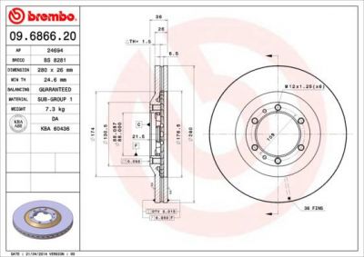 AP 24694 тормозной диск на OPEL FRONTERA B (6B_)