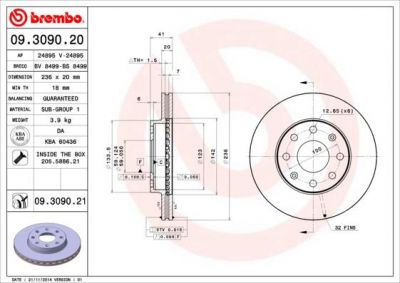 AP 24895 V тормозной диск на CHEVROLET AVEO Наклонная задняя часть (T250, T255)