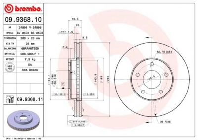 AP 24898 тормозной диск на NISSAN PRIMERA Hatchback (P12)