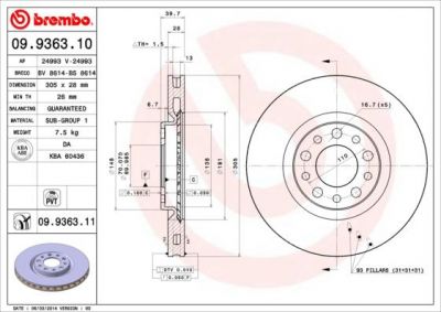 AP 24993 V тормозной диск на ALFA ROMEO 159 (939)