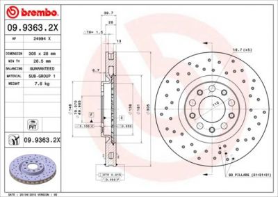 AP 24994 X тормозной диск на ALFA ROMEO 159 (939)
