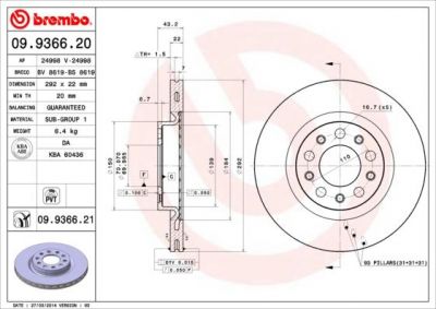 AP 24998 тормозной диск на ALFA ROMEO 159 (939)