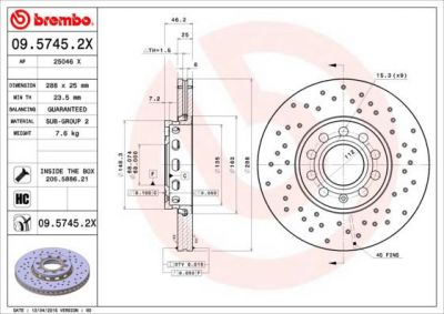 AP 25046 X тормозной диск на SKODA SUPERB (3U4)