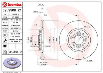 AP 25062 V тормозной диск на VW PHAETON (3D_)