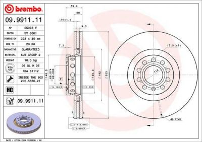 AP 25073 V тормозной диск на AUDI A8 (4E_)