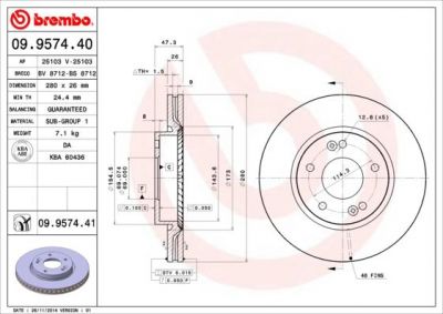 AP 25103 тормозной диск на KIA VENGA (YN)