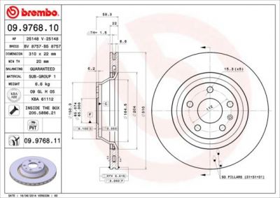 AP 25148V диск тормозной (изготовитель Brembo, Italy)