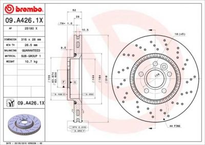 AP 25180 X тормозной диск на VOLVO V70 III (BW)