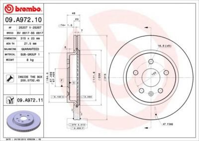 AP 25207 V тормозной диск на OPEL INSIGNIA седан