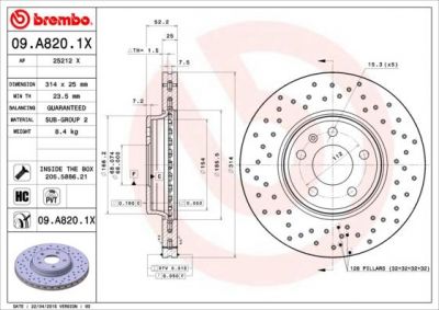 AP 25212 X тормозной диск на AUDI A4 Avant (8K5, B8)