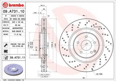 AP 25243 тормозной диск на MERCEDES-BENZ C-CLASS купе (CL203)