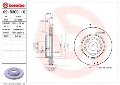 AP 25310 тормозной диск на TOYOTA YARIS (SCP1_, NLP1_, NCP1_)