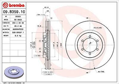 AP 25323 тормозной диск на HYUNDAI TERRACAN (HP)