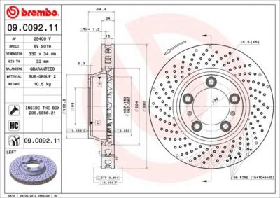 AP 25409 V тормозной диск на PORSCHE 911 (996)