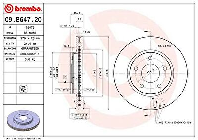 AP 25476 тормозной диск на DODGE CALIBER