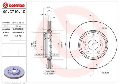 AP 25596 тормозной диск на TOYOTA ALPHARD / VELLFIRE (GGH2_, ANH2_, ATH2_)