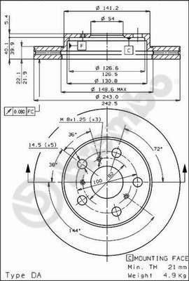 AP 29004 тормозной диск на TOYOTA CAMRY Liftback (_V1_)