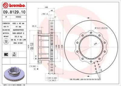 AP 44053 тормозной диск на MERCEDES-BENZ O 404