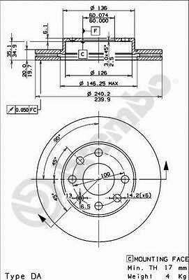 AP X 24221 тормозной диск на OPEL CORSA C фургон (F08, W5L)