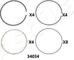 Ashika 34-34034 поршневое кольцо на HONDA PRELUDE III (BA)