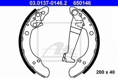 ATE 03.0137-0146.2 Колодки торм.бараб. Audi 80,90,100,VW Passat