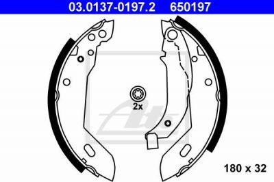 ATE 03.0137-0197.2 комплект тормозных колодок на PEUGEOT 306 (7B, N3, N5)