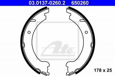 ATE 03.0137-0260.2 Колодки руч.тормоза VOLVO 850/C70/S70/V70/ 2.0-2.5T 91-2000