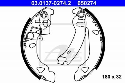 ATE 03.0137-0274.2 комплект тормозных колодок на FIAT PUNTO (176)