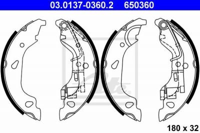 ATE 03.0137-0360.2 комплект тормозных колодок на FIAT PUNTO (188)