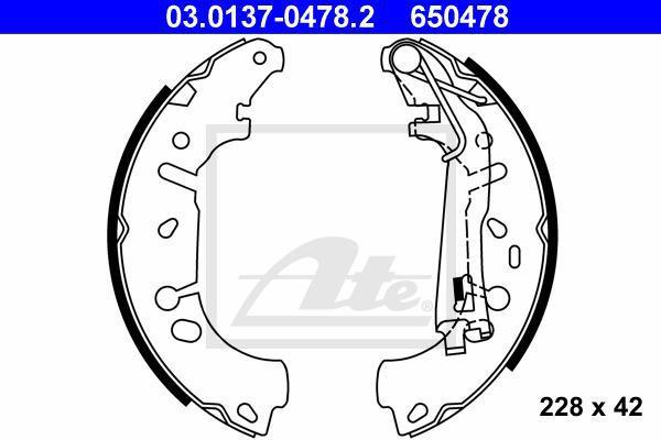 ATE 03.0137-0478.2 Колодки торм.бараб. Opel Corsa