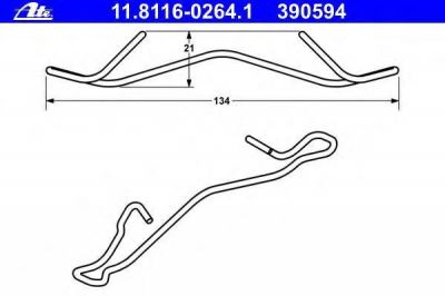 ATE 11.8116-0264.1 Пружина переднего тормозного суппорта FORD Fiesta V 01-08/Fusion 02-> (1111850)