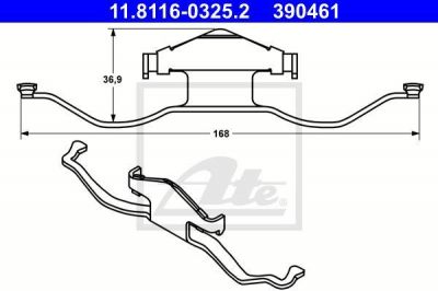 ATE 11.8116-0325.2 пружина, тормозной суппорт на OPEL VECTRA C GTS