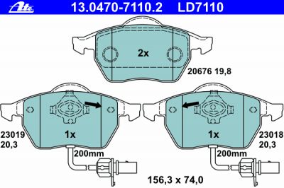 ATE 13-0470-7110-2 Колодки торм. пер. AUDIA6/Passat B5 98-06 (4B0 698 151 H)