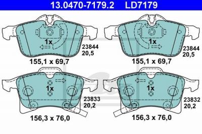 ATE 13-0470-7179-2 Колодки торм.пер./дат. CERAMIC